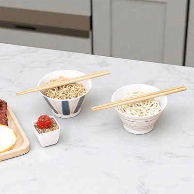 Gambar Appetite Hoshi Mangkuk Saji Keramik Dengan Sumpit Set 2 pcs - Putih