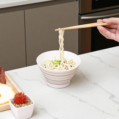 Gambar Appetite Hoshi Mangkuk Saji Keramik Dengan Sumpit Set 2 pcs - Putih