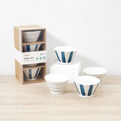 Gambar Appetite Hoshi Mangkuk Saji Keramik Set 4 pcs - Putih