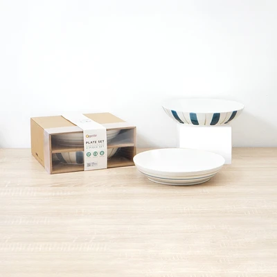Gambar Appetite Hoshi Piring Makan Keramik 22 cm Set 2 pcs - Putih