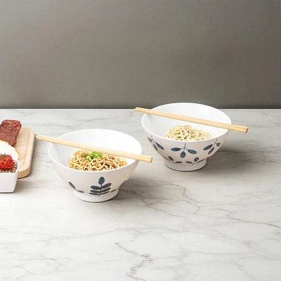 Gambar Appetite Hikari Mangkuk Saji Keramik Dengan Sumpit Set 2 pcs - Putih