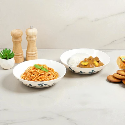Gambar Appetite Hikari Piring Makan Keramik 22 cm Set 2 pcs - Putih