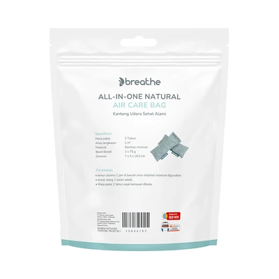 Gambar Breathe Penghilang Bau Air Care Bag All In One 75 gr Set 2 Pcs - Abu-Abu