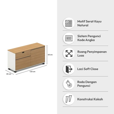 Gambar Sieben Kabinet Kantor Pedestal - Cokelat