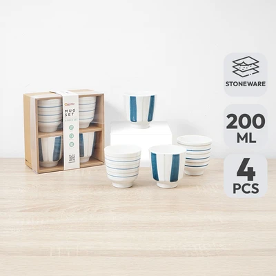 Gambar Appetite Hoshi Mug Ocha Stoneware 200 ml Set 4 pcs - Mix