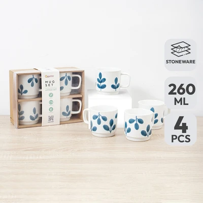 Gambar Appetite Hikari Mug Stoneware 260 ml Set 4 pcs - Putih