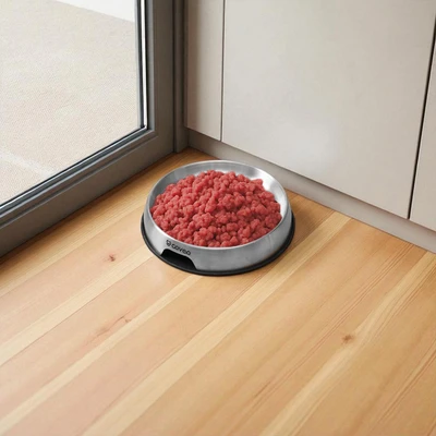 Gambar Cavea Ukuran M Tempat Makan Hewan Flat Stainless Steel - Silver