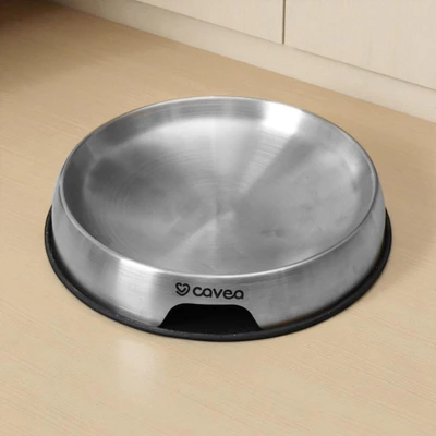 Gambar Cavea Ukuran M Tempat Makan Hewan Flat Stainless Steel - Silver