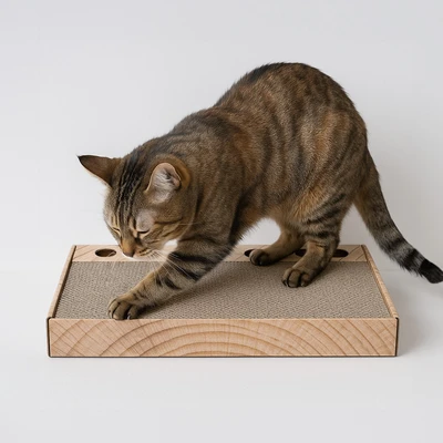 Gambar Cavea Mainan Garukan Kucing Dengan Bola 44 cm - Cokelat