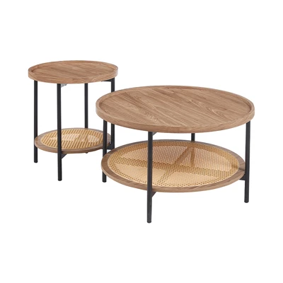 Gambar Informa Valen Meja Tamu Round - Cokelat Walnut