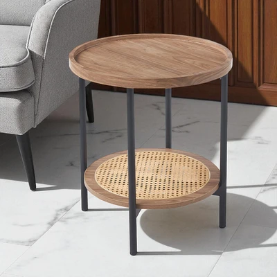 Gambar Informa Valen Meja Sisi Round - Cokelat Walnut