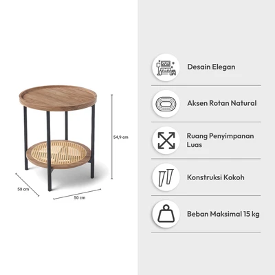 Gambar Informa Valen Meja Sisi Round - Cokelat Walnut