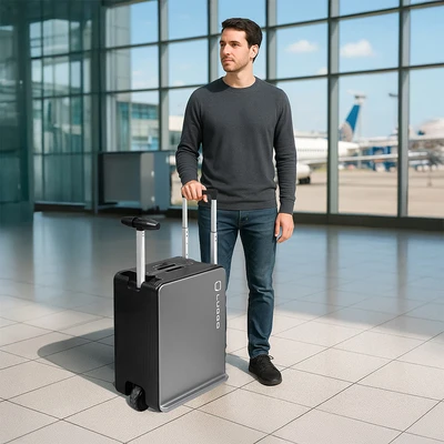 Gambar Luggo Smart Electric Koper PC TSA Lock 20 Inch - Abu-Abu