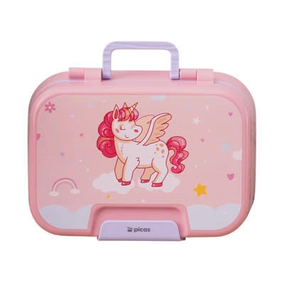 Gambar Picas Kotak Makan 3 Sekat Unicorn 1.03 Liter - Pink/Ungu