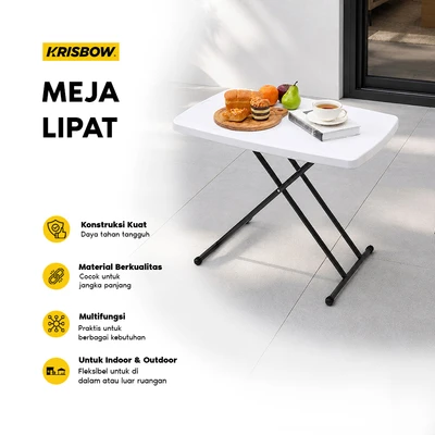 Gambar Krisbow Meja Lipat Rectangle - Putih