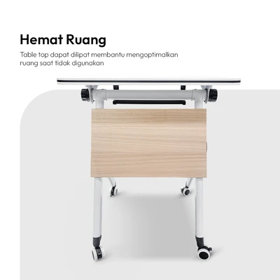 Gambar Yori Meja Komputer Lite Training - Putih/Cokelat Oak