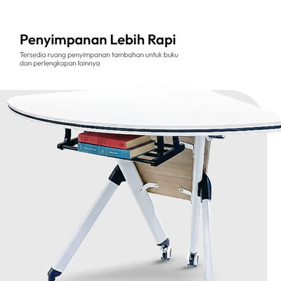 Gambar Yori Meja Komputer Lite Corner - Putih/Cokelat Oak