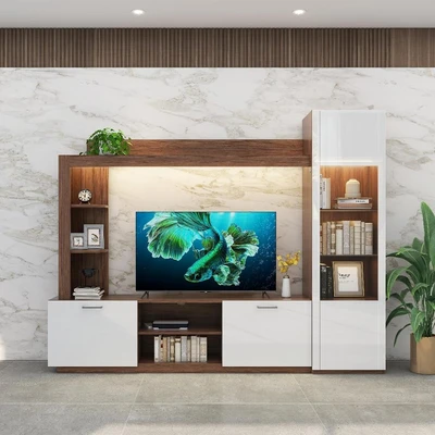 Gambar Informa Saverio Set Lemari TV Entertainment Center - Cokelat/Putih