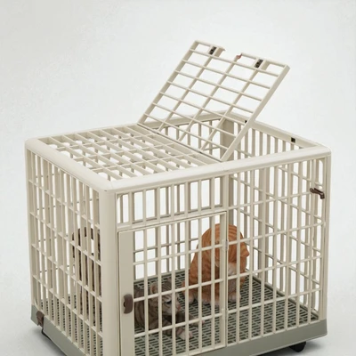 Gambar Cavea Kandang Anjing & Kucing Dengan Roda 66x51x56 cm - Krem