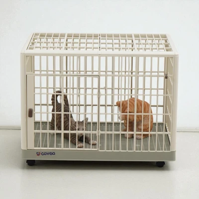 Gambar Cavea Kandang Anjing & Kucing Dengan Roda 82x47x63 cm - Krem