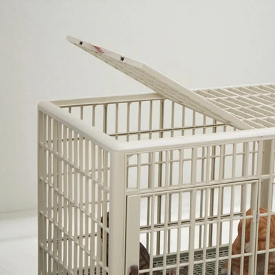 Gambar Cavea Kandang Anjing & Kucing Dengan Roda 82x47x63 cm - Krem