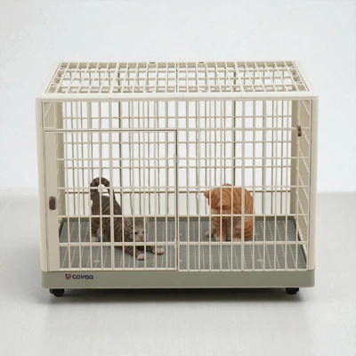 Gambar Cavea Kandang Anjing & Kucing Dengan Roda 97x67x74 cm - Krem