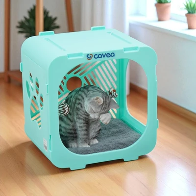 Gambar Cavea Rumah Kucing Plastik - Hijau Mint