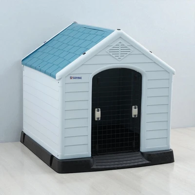 Gambar Paws N Tail 123x110x114 cm Rumah Hewan Dengan Pintu - Biru/Putih