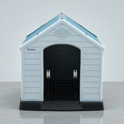 Gambar Paws N Tail 123x110x114 cm Rumah Hewan Dengan Pintu - Biru/Putih