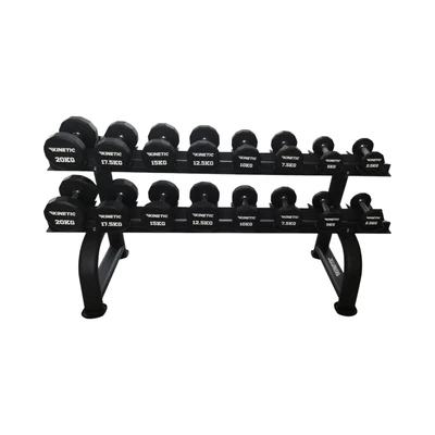 Gambar Kinetic Set 8 Pasang Dumbell PEV Dengan Rak Penyimpanan - Hitam