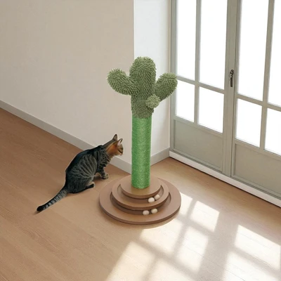 Gambar Cavea 32x32x60 cm Pohon Bermain Kucing Kaktus dengan Track - Hijau