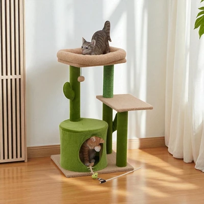 Gambar Cavea 45x40x74.5 cm Pohon Bermain Kucing Cactus Condo - Hijau