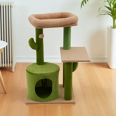 Gambar Cavea 45x40x74.5 cm Pohon Bermain Kucing Cactus Condo - Hijau