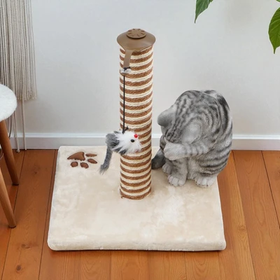 Gambar Cavea 36x36x42 cm Pohon Bermain Kucing Dengan Bola Gantung - Krem