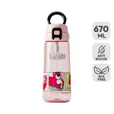 Gambar Unimass Botol Minum Anak Plastik Strawberry Bear 670 Ml - Pink