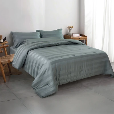 Gambar Informa 180x200 cm Set 6 Pcs Seprai King Bamboo Dobby - Hijau
