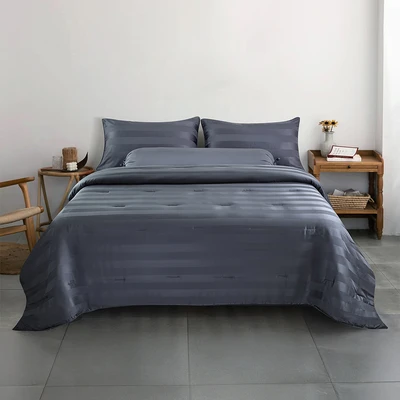 Gambar Informa 160x200 cm Set 6 Pcs Seprai Queen Bamboo Dobby - Biru Navy