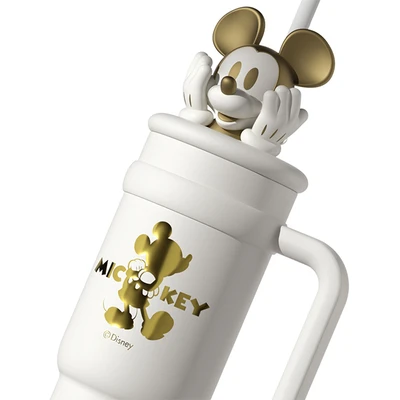 Gambar Ataru Botol Vacuum Flask Stainless Steel Dengan Handle Mickey 900 ml - Putih