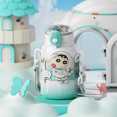 Gambar Ataru Botol Vacuum Flask Stainless Steel Dengan Strap Shinchan 480 ml Random