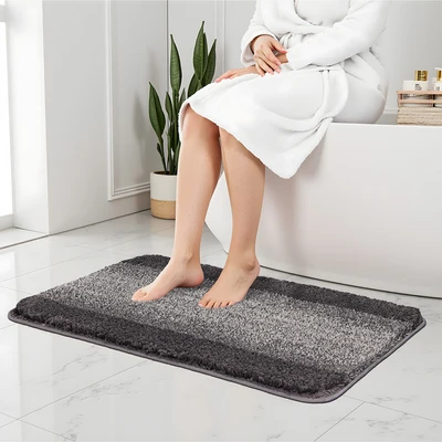 Gambar Forhom Keset Kamar Mandi Microfiber Grid 40x60 cm Set 2 pcs - Abu-abu
