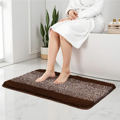 Gambar Forhom Keset Kamar Mandi Microfiber Grid 40x60 cm Set 2 pcs - Cokelat