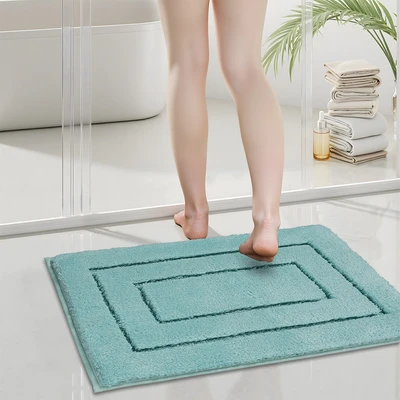 Gambar Forhom Keset Kamar Mandi Microfiber Block 40x60 cm Set 2 pcs - Biru Oceania