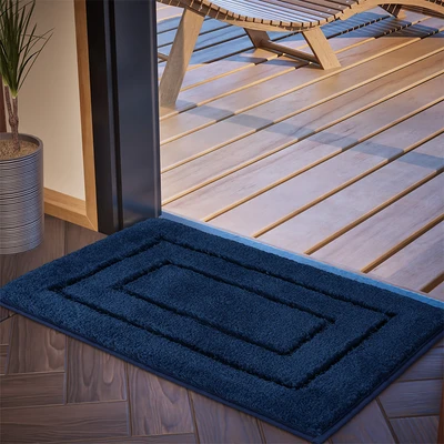 Gambar Forhom Keset Kamar Mandi Microfiber Block 40x60 cm Set 2 pcs - Biru Oceania
