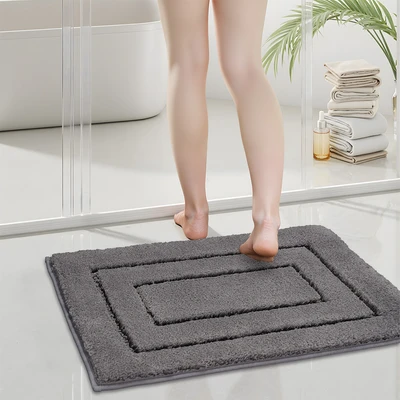 Gambar Forhom Keset Kamar Mandi Microfiber Block 40x60 cm Set 2 pcs - Abu-abu