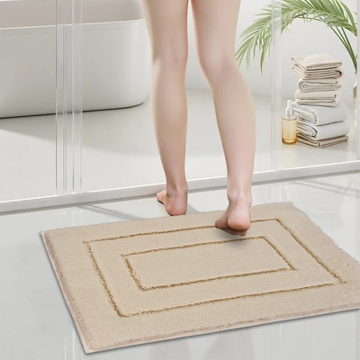 Gambar Forhom Keset Kamar Mandi Microfiber Block 40x60 cm Set 2 pcs - Krem Beige