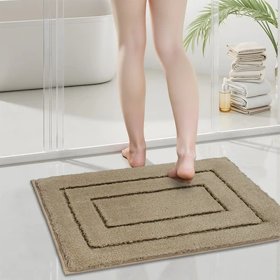 Gambar Forhom Keset Kamar Mandi Microfiber Block 40x60 cm Set 2 pcs - Krem Beige