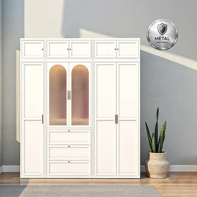 Gambar Informa Jolene Lemari Pakaian 5 Pintu Dengan Upper & Laci Set 3 pcs - Krem