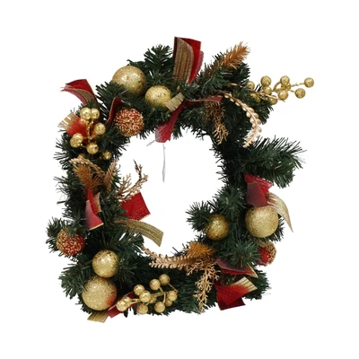 Gambar Noelle 40 cm Wreath Dekorasi Natal Christmas Gold Berry - Mix