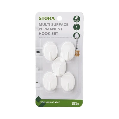 Gambar Stora Gantungan Dinding Permanen Small Set 5 pcs - Putih