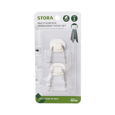 Gambar Stora Gantungan Dinding Permanen Seamless Set 2 pcs - Putih